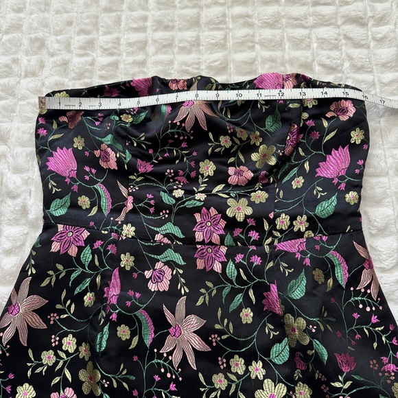 Lulus Medium Make A Move Black Floral Jacquard Midi Dress ~ Strapless Evening - Picture 4 of 8